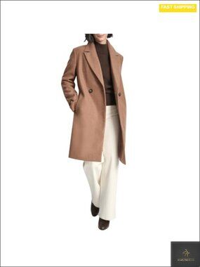 Faux Wool Walker-Length Double-Breasted Coat Women's Long Tailored Winter Jacket
